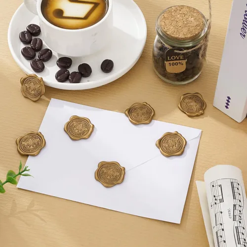 Vista 4 de Whaline 50 calcomanías de sello de cera, autoadhesivas 3D de abeja dorada, calcomanías en relieve para Navidad, tarjetas de invitación
