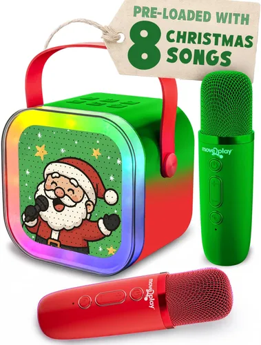 Move2Play, Máquina de karaoke para niños | Incluye más de 20 canciones para niños | 2 micrófonos | Conéctate con Bluetooth | Regalo de 3, 4, 5, 6,