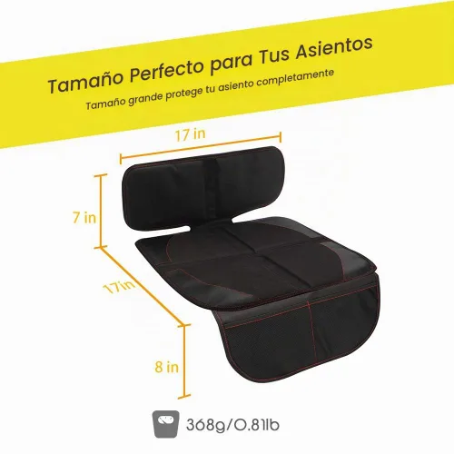 Vista 7 de Protector de asiento de coche para asientos de automóvil para bebés y niños, antideslizante, impermeable, con bolsillos de malla Negro