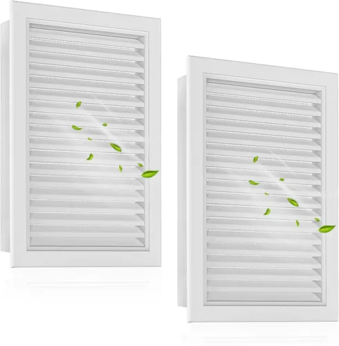 Vista 9 de Paquete de 2 Rejillas de Ventilación para Hastial de Aluminio de 20"x20" – Rejillas de Ventilación Modernas para Cobertizo y Ático para Flujo