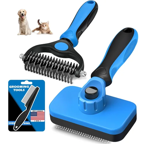 Vista 13 de Cepillo profesional de limpieza automática y rastrillo de aseo de mascotas y peine de pulgas para perros, gatos y caballos Peine de Negro