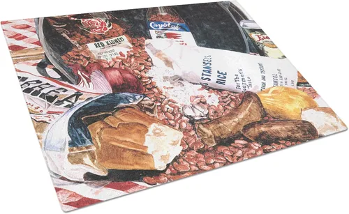 Vista 18 de Caroline's Treasures 1002LCB Barq's, Crabs and Spices Tabla de cortar de vidrio grande decorativa de vidrio templado Tabla de cortar y servir