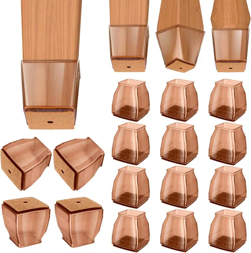 Vista 40 de BALEINE Paquete de 16 protectores de suelo de silicona para patas de silla, tapa protectora para patas de taburete, tapas antideslizantes para patas
