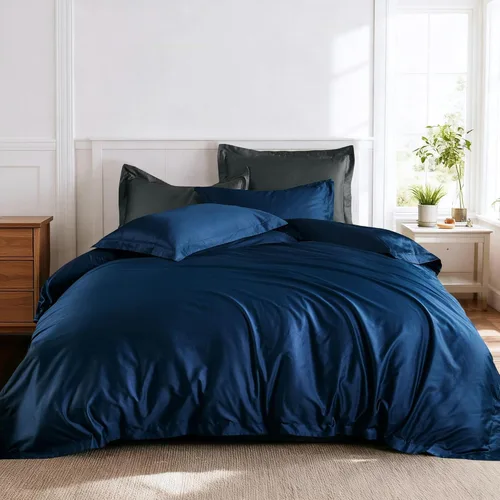 Vista 8 de Ventidora Juego de funda de edredón de 3 piezas, tamaño individual, 100% algodón orgánico lavado con sensación de lino, juego de ropa de cama