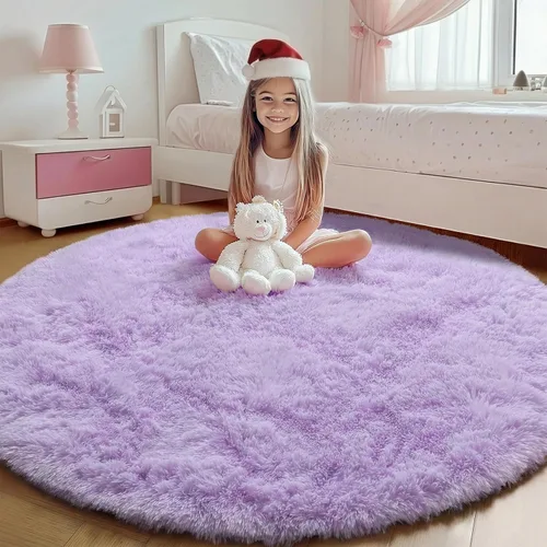 Vista 148 de ONASAR - Alfombra redonda rosa claro de 2 pies, esponjosa, lavable, tapete de gato o perro, suave, afelpada, peluda, tapete circular para dormitorio