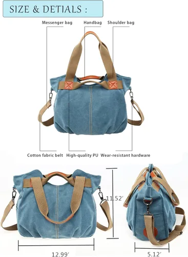 Vista 2 de Chikencall - Bolso de lona para mujer, estilo vintage, estilo hobo, bolso de hombro