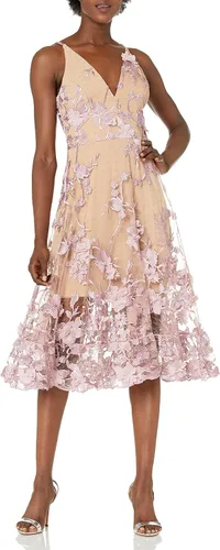 Vista 19 de Dress the Population Vestido midi para mujer Audrey, con escote profundo Begonia