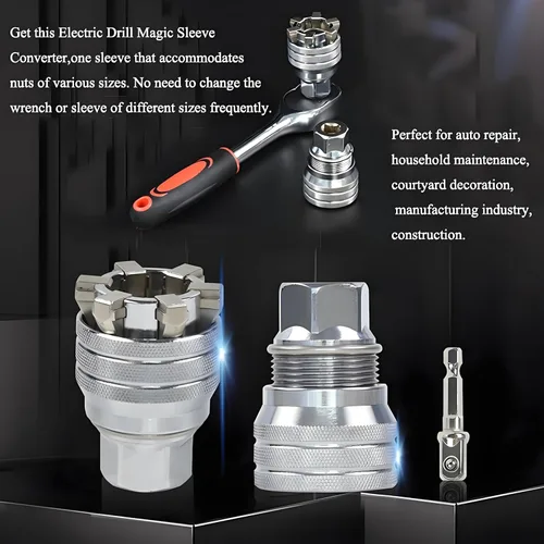Vista 4 de Llave de Zócalo Universal Ajustable Mejorada, Llave de Zócalo Manual, Manga Multifuncional, Herramientas de Zócalo Universal 10mm-19mm para Ratón