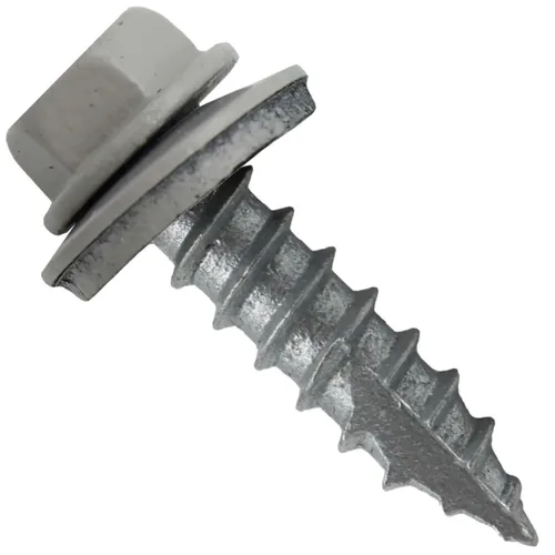 TORNILLOS PARA TECHOS DE METAL #14: (250) Tornillos x 1" ABC GRIS Tornillo para techo de chapa metálica con cabeza hexagonal y arandela.