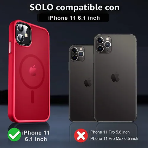 Vista 7 de MOCCA - Funda magnética a prueba de golpes para iPhone 11, color rojo