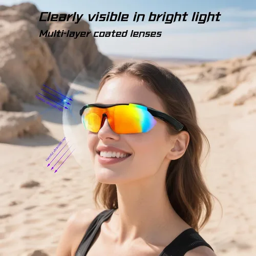 Vista 3 de Gafas de sol polarizadas Bluetooth para hombres y mujeres, protección UV, altavoces de oído abierto, micrófono integrado, lentes inteligentes