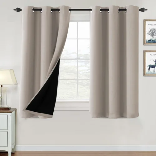 Vista 136 de H.VERSAILTEX Cortinas 100% de opacidad para dormitorio, con aislamiento térmico, cortinas opacas de 63 pulgadas de largo, cortinas de bloqueo