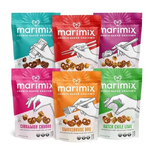 Marimix Mezcla de aperitivos | Paquete variado de 6 sabores | Mezcla crujiente horneada dulce y salada a base de plantas naturalmente sin gluten de