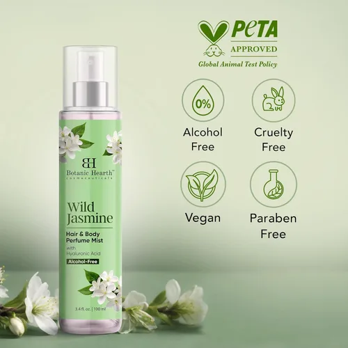 Vista 6 de Botanic Hearth Wild Jasmine - Perfume para el cabello para mujeres y perfume corporal en espray de 3.4 onzas líquidas, sin alcohol, hidratante
