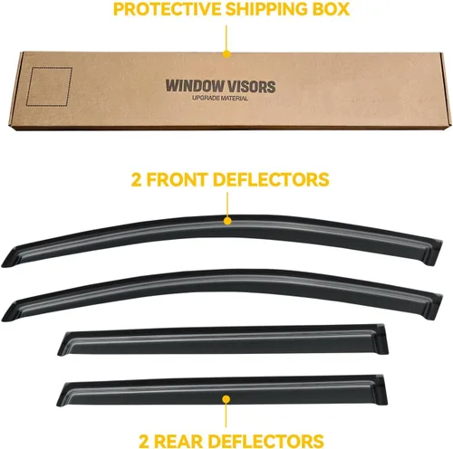 Vista 30 de Visera de ventana para Jeep Cherokee 1984-2001 (Excluye Modelo Limited), Protectores Guards Shields de lluvia de canal exterior, Deflector