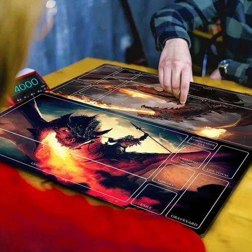 Vista 6 de Tapete de juego TCG, tamaño de 27.6 x 15.7 in, alfombrilla de mouse compatible con MTG RPG CCG Trading Card Game Mats Original Play Mat Diseños 12