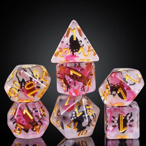 Vista 32 de Cusdie Dados DND de 7 Dados, Juego de Dados Poliédricos Rellenos con Animal, para Juego de Rol D&D Dados (Águila)