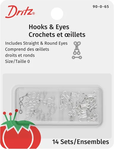 Vista 14 de Dritz Cierres de gancho y ojal, 14 unidades, tamaño 0, negro