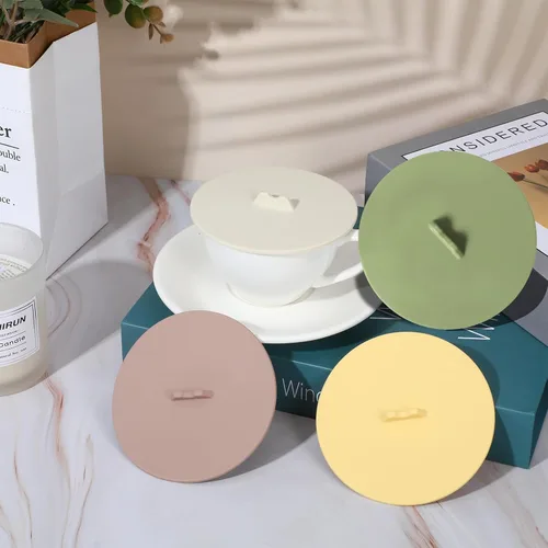Vista 7 de Ymapinc - Tapas de silicona para tazas, 4 fundas de silicona para tazas, cubiertas universales de colores reutilizables para tazas, tapas herméticas