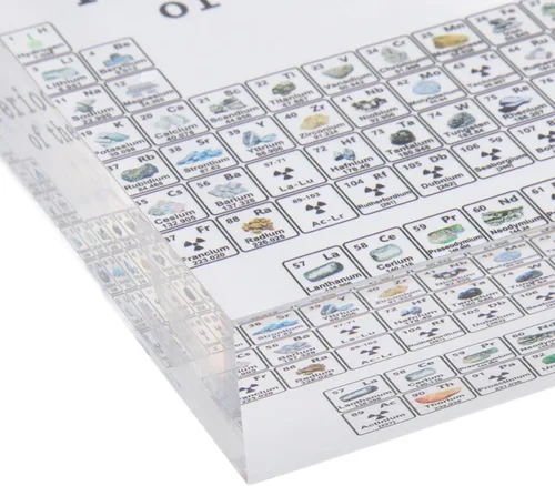 Vista 7 de Tabla periódica de elementos acrílicos negros Elementos químicos Alfabeto Tabla periódica con elementos Muestras para enseñanza Exhibición