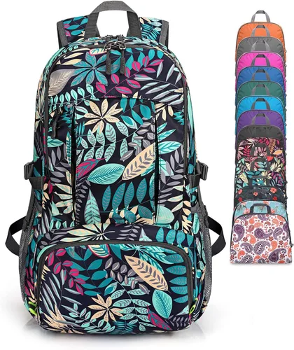 Vista 18 de G4Free Mochila de senderismo plegable ligera 40L, mochila de viaje impermeable