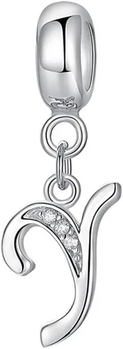 Vista 30 de Abalorio de letra inicial A-Z, dije de cristal del alfabeto, abalorio de aniversario para pulsera Pandora