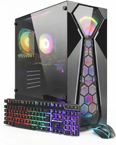 Vista 7 de STGAubron Computadora de escritorio para videojuegos, Intel Core i5-13400F de 13ª generación hasta 4.6G, GeForce RTX 3050 6G, 16G DDR4, 512G SSD