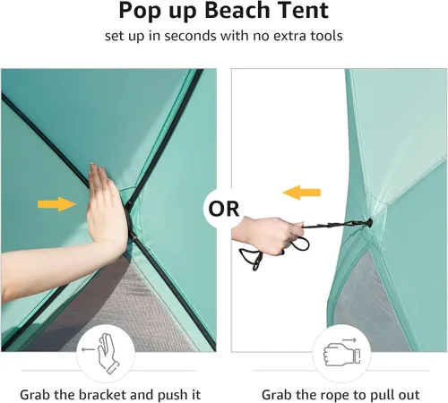 Vista 4 de Old Bahama Bay Tienda de campaña de playa desplegable, refugio solar portátil UPF50+ con protección UV para 4 personas, suelo extensible para pesca