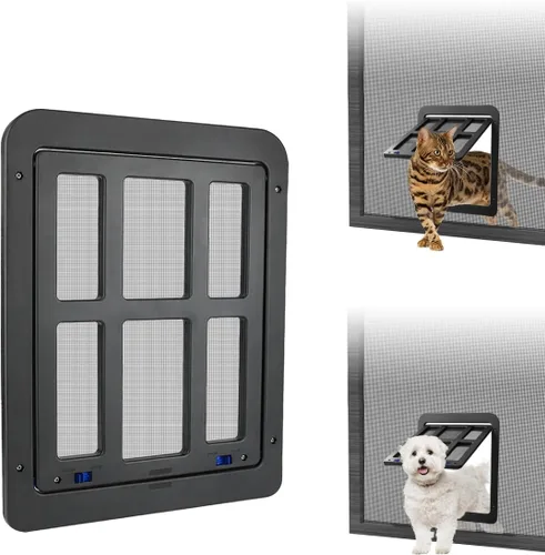 Vista 10 de NAMSAN Puerta mosquitera para gatos, apertura de solapa de 8 x 10 pulgadas, puerta de gato para puerta mosquitera, puerta magnética de cierre