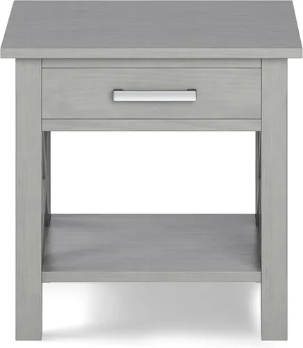 Vista 86 de Simpli Home Kitchener mesa de centro, color nogal oscuro, Pino, Distressed Grey
