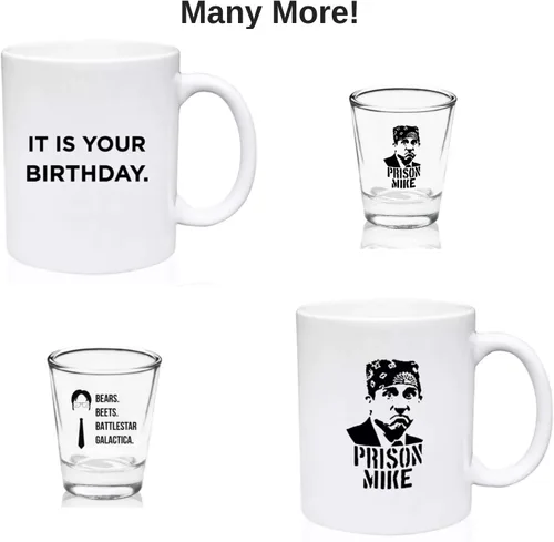Vista 4 de Prison Mike - Vaso de cerveza divertido – The Office Merchandise – 16 onzas, resistente a los arañazos, regalo perfecto, regalos de broma
