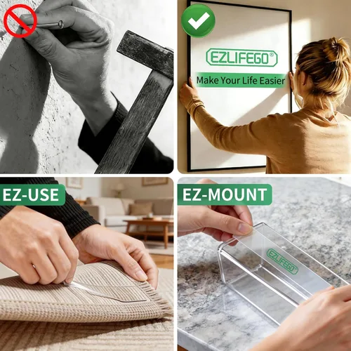 Vista 3 de EZlifego Cinta de Doble Cara Resistente, Cinta Adhesiva de Doble Cara Nano, Cinta de Montaje Transparente Tiras Adhesivas para Colgar Imágenes