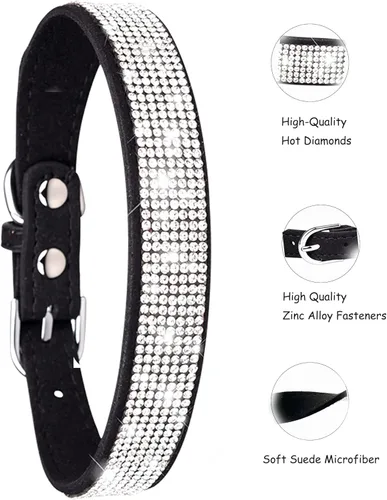 Vista 4 de Collar de perro Petank para perros pequeños, medianos y grandes, collar de perro pequeño para perras, collares de perro para niñas con brillo