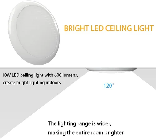 Vista 5 de Luces Interiores para RV DAMAWO Paquete de 2 - Luces LED de Techo para Caravana de 7", Lámpara de Cúpula Redonda de 10W, Iluminación