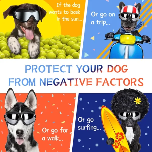 Vista 5 de NVTED Gafas de Sol para Perros Gafas Protectoras para Perros, Protección UV, Protección contra Viento, Polvo, Niebla, Gafas para Mascotas