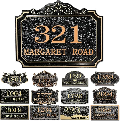Vista 12 de Placa personalizada de dirección de casa, letrero de dirección de nombre de calle personalizado para números de casa, placa para buzón de garaje