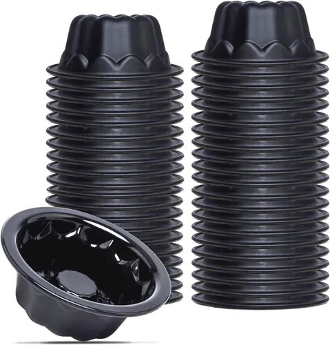 Vista 9 de Paquete de 25 mini moldes para hornear – Moldes de silicona de 4 pulgadas para moldes de flan – Molde reutilizable para pasteles de calabaza