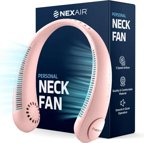 Vista 10 de NEXAIR Portable Neck Fan Hands Free Cooling Lightweight Bladeless Neck Fan, 3 Speeds, 2400mAh Battery, 5H Runtime Black
