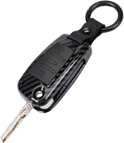 Vista 9 de SANRILY para Audi A3 Funda para Llavero 2017 2018, Fibra de carbono patrón rojo (Carbon Fiber Pattern-Red)