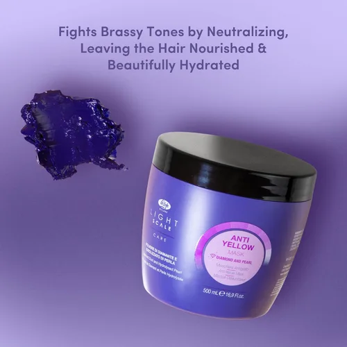 Vista 7 de Lisap Máscara capilar morada, cuidado del cabello con escala de luz, tóner anti amarillo para rubios, rubio tonificante, cabello blanco y plateado