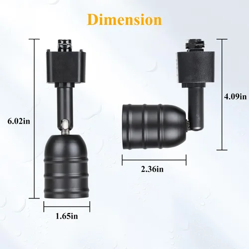 Vista 5 de Mecgirn Cabezas de iluminación H Track Base E26, accesorios de luz de pista de halo blanco, luces giratorias ajustables, paquete de 3