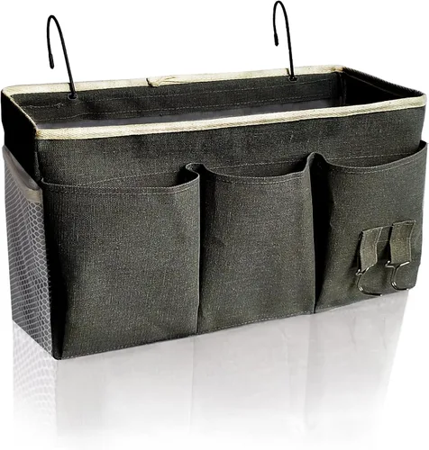 Organizador de almacenamiento colgante para literas y camas de hospital, cama de dormitorio universitario, se puede colocar lentes, libros, Negro
