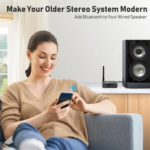 Vista 2 de 1Mii Receptor Bluetooth de alta fidelidad DS220 – Adaptador de audio inalámbrico de largo alcance con DAC audiófilo, LDAC y aptX HD, pantalla OLED