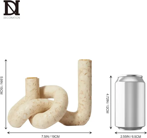 Vista 3 de DN DECONATION Portavelas cónicos en forma de nudo, portavelas de resina de travertino, portavelas bohemio para decoración de granja, mesa de café