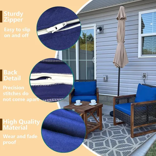 Vista 4 de Oslimea Fundas de cojín de repuesto para exteriores, 17 x 15 x 2 pulgadas, impermeables, para muebles de patio, con lazo, paquete de 2 fundas