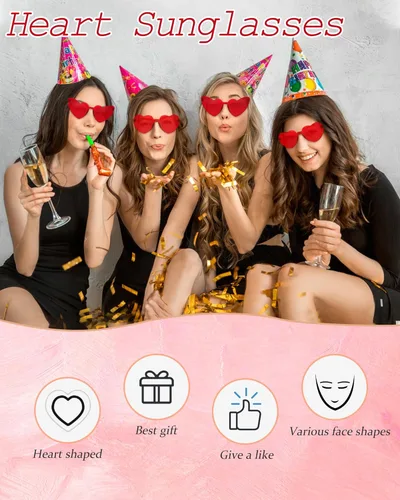 Vista 6 de Salfboy Gafas de sol de corazón para mujer, color caramelo, gafas de sol de despedida de soltera regalos de fiesta