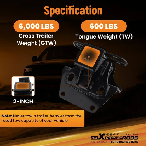 Vista 4 de maXpeedingrods Receptor de enganche de remolque clase 3, receptor de 2 pulgadas, enganche de remolque para Toyota 4Runner 2003-2022, Lexus GX470