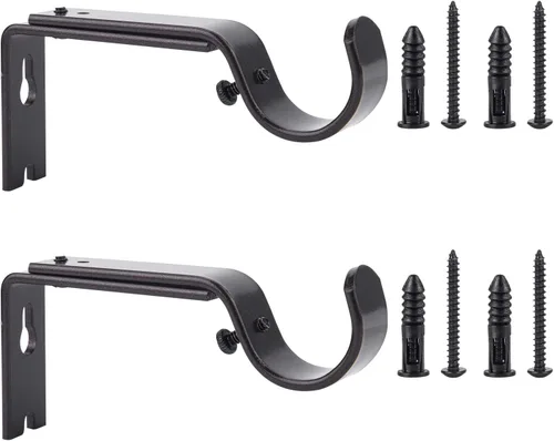 Vista 10 de Ycolnaefllr Juego de 2 soportes de barra de cortina ajustables resistentes dorados para barra de cortina para barra de 1 pulgada