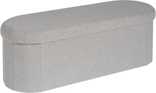 Vista 12 de B FSOBEIIALEO - Otomana con espacio de almacenamiento para sala de estar, reposapiés plegable, de vellón, banco plegable para dormitorio, 43.3 Blanco