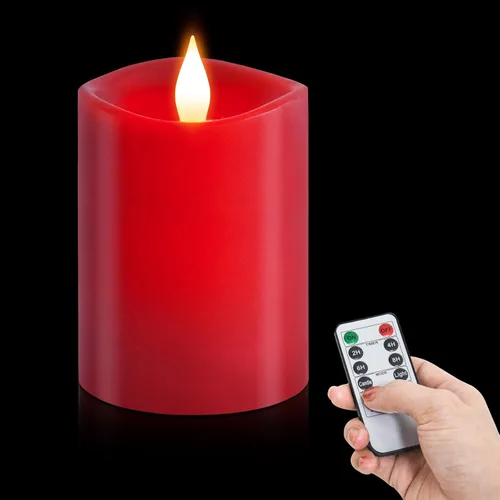 Vista 29 de Velas parpadeantes sin llama de 3 x 3, velas LED de cera real con temporizador, velas sin llama con control remoto, velas que funcionan